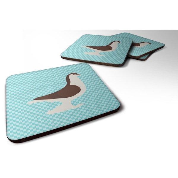 Carolines Treasures Large Pigeon Blue Check Foam Coaster, Set of 4 - BB8117FC