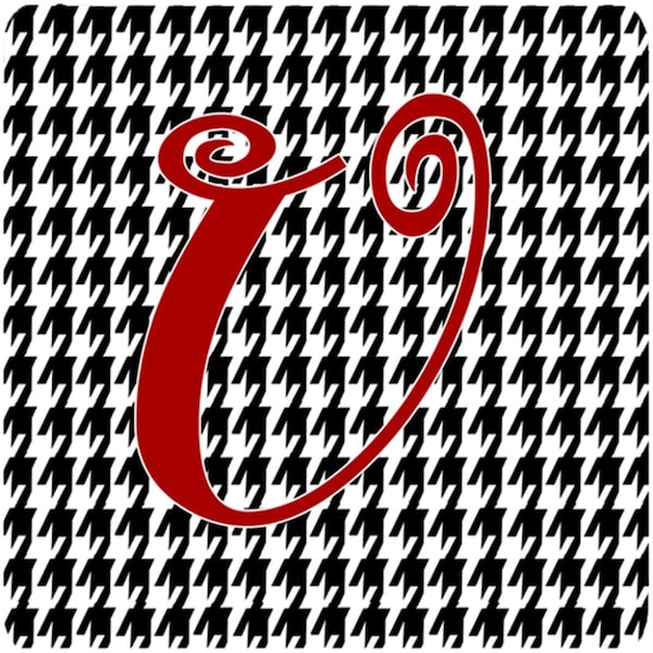 Carolines Treasures Set of 4 Monogram - Houndstooth Black Foam Coasters Initial Letter U - CJ1035-UFC