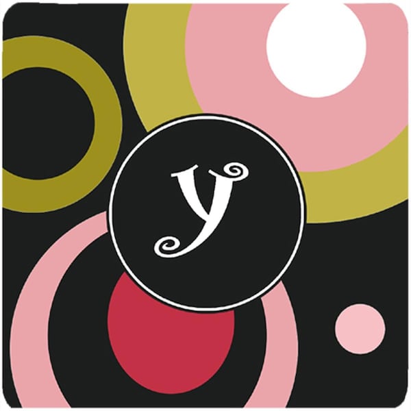 Carolines Treasures Monogram - Retro In Black Foam Coasters - Set of 4- 3.5 x 3.5 In. - AM1001-YFC