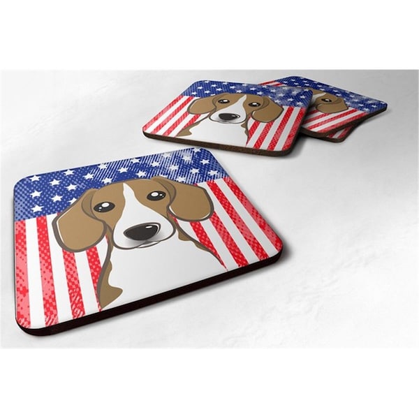 Carolines Treasures American Flag and Beagle Foam Coaster, Set of 4 - BB2169FC