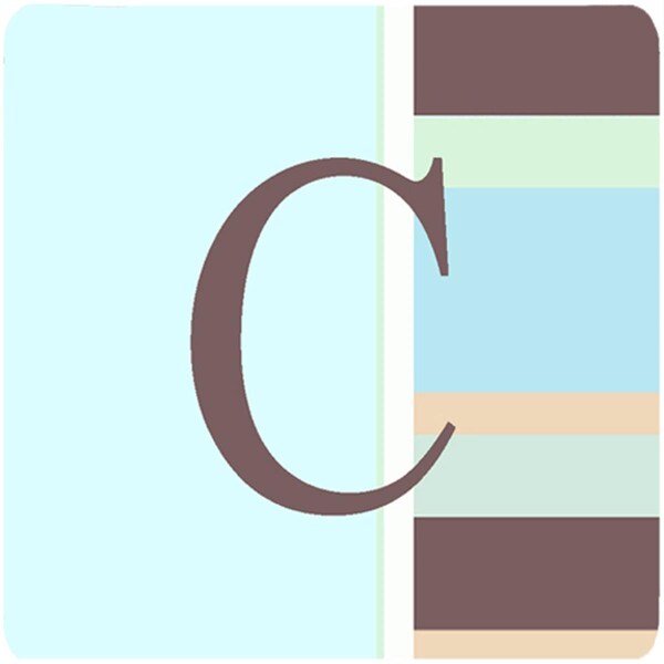 Carolines Treasures Monogram - Blue Stripes Foam Coasters Initial Letter C- Set of 4 - CJ1003-CFC