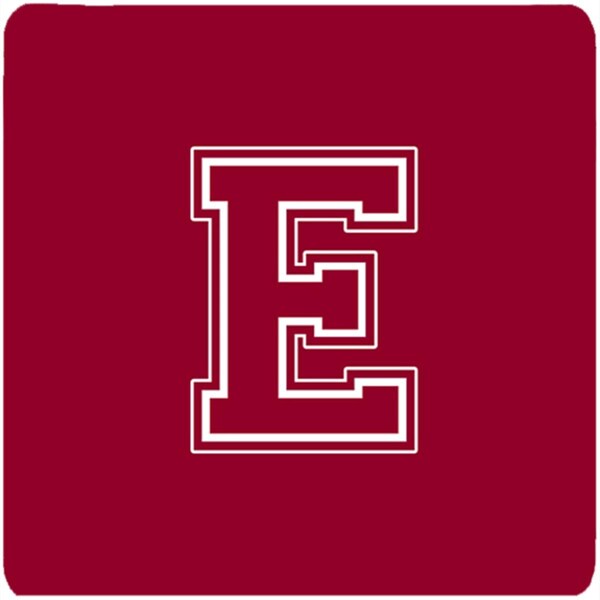 Carolines Treasures Set of 4 Monogram - Maroon and White Foam Coasters Initial Letter E - CJ1032-EFC