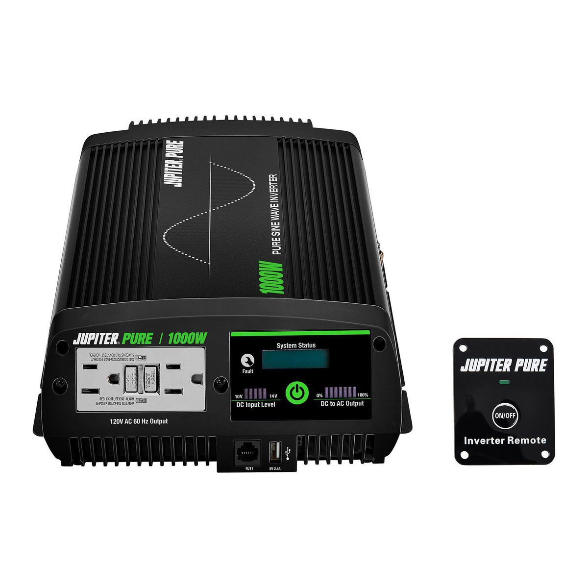 Inversor de corriente de onda sinusoidal pura Jupiter Pure 1000 Watts Continuos/2000 Watts Pico - 57273.