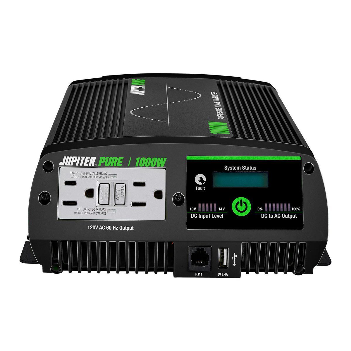 Inversor de corriente de onda sinusoidal pura Jupiter Pure 1000 Watts Continuos/2000 Watts Pico - 57273.