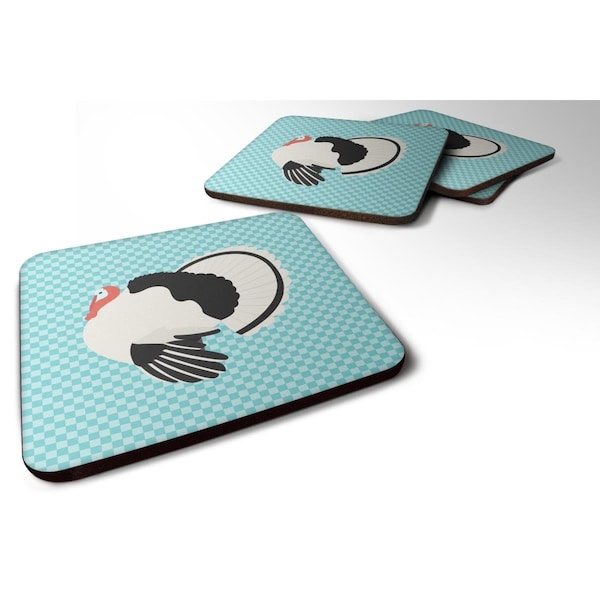 Carolines Treasures Royal Palm Turkey Blue Check Foam Coaster, Set of 4 - BB8162FC