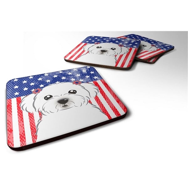 Carolines Treasures American Flag and Maltese Foam Coaster, Set of 4 - BB2138FC