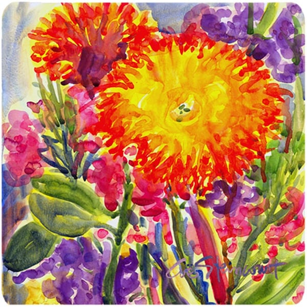 Carolines Treasures Flower - Aster Foam Coasters - Set of 4- 3.5 x 3.5 In. - 6077FC
