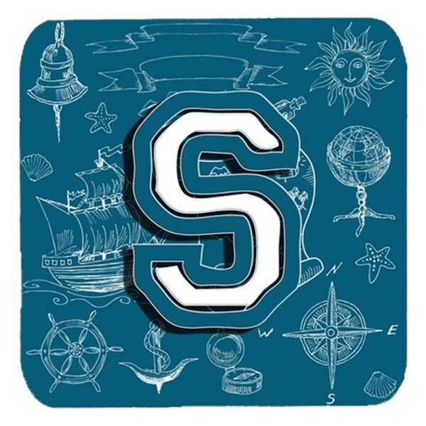 Carolines Treasures Letter S Sea Doodles Initial Alphabet Foam Coasters- Set of 4 - CJ2014-SFC