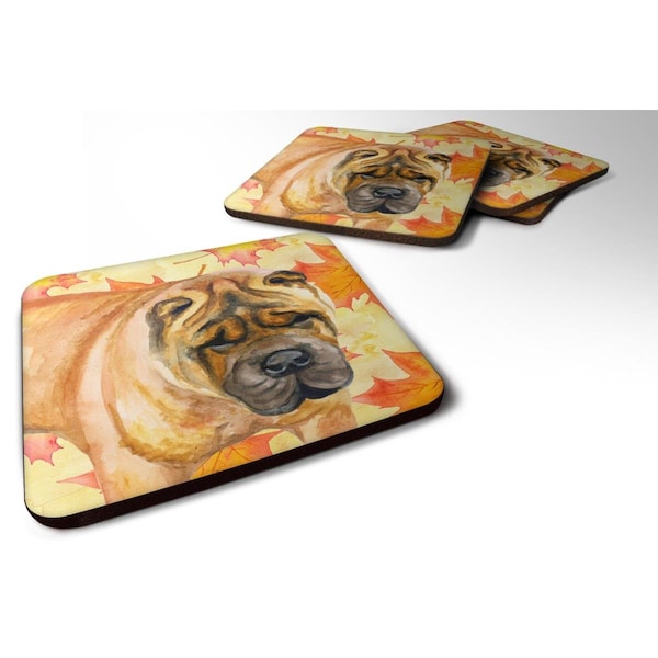 Carolines Treasures Shar Pei Fall Foam Coaster, 3.5 x 3.5 in. - Set of 4 - BB9922FC