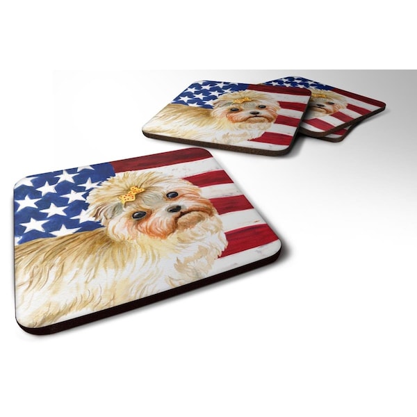 Carolines Treasures Morkie Patriotic Foam Coaster, 3.5 x 3.5 in. - Set of 4 - BB9668FC