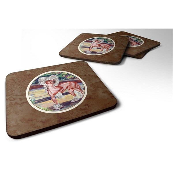 Carolines Treasures Chinese Crested on the Patio Foam Coaster, Set of 4 - 7021FC