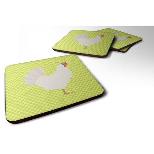 Carolines Treasures Leghorn Chicken Green Foam Coaster, Set of 4 - BB7666FC