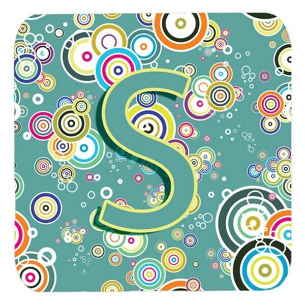 Carolines Treasures Letter S Circle Circle Teal Initial Alphabet Foam Coasters- Set of 4 - CJ2015-SFC