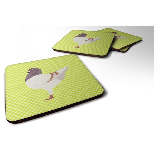 Carolines Treasures German Modena Pigeon Green Foam Coaster, Set of 4 - BB7775FC