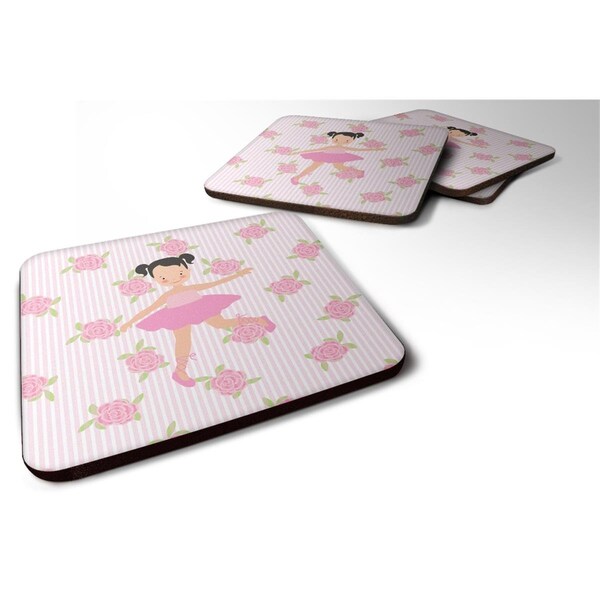 Carolines Treasures Ballerina Black Hair Ponytails Foam Coaster, Set of 4 - BB5187FC