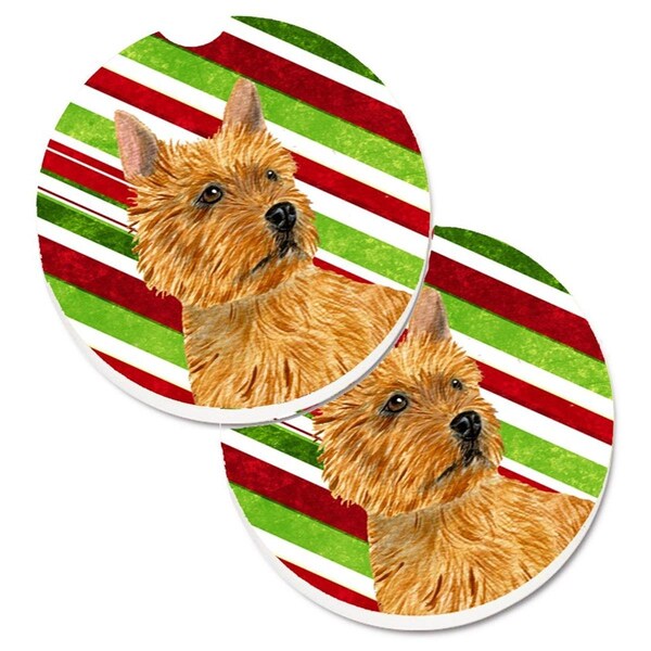 Carolines Treasures Norwich Terrier Candy Cane Holiday Christmas Cup Holder Car Coaster, 2PK - SS4568CARC