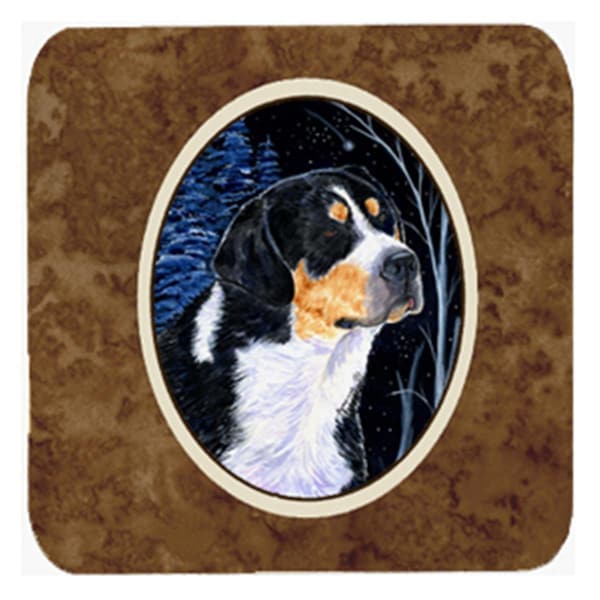 Carolines Treasures Starry Night Bernese Mountain Dog Foam Coasters- 3.5 x 3.5 In., 4PK - SS8393FC
