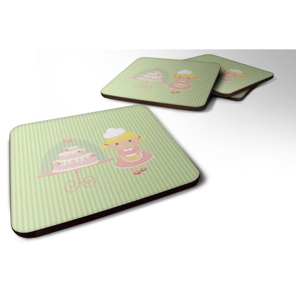 Carolines Treasures Cake Baker Blonde Green Foam Coasters - Set of 4 - BB7262FC