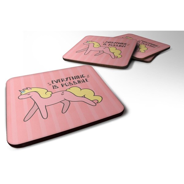 Carolines Treasures Nursery Everything is Possible Unicorn Foam Coasters - Set of 4 - BB7479FC