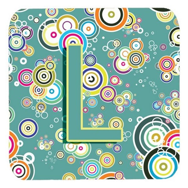 Carolines Treasures Letter L Circle Circle Teal Initial Alphabet Foam Coasters- Set of 4 - CJ2015-LFC