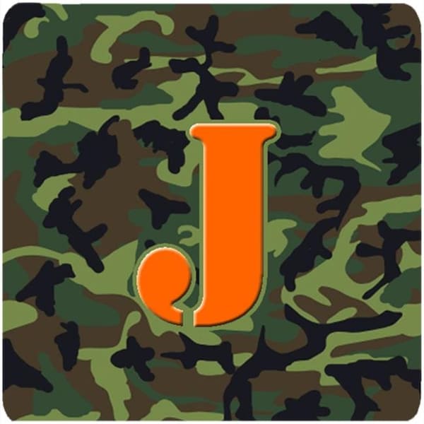 Carolines Treasures Carolines Treasures CJ1030-JFC Monogram - Camo Green Foam Coasters; Initial Letter J - Set 4; 3.5 x 3.5 In. - CJ1030-JFC