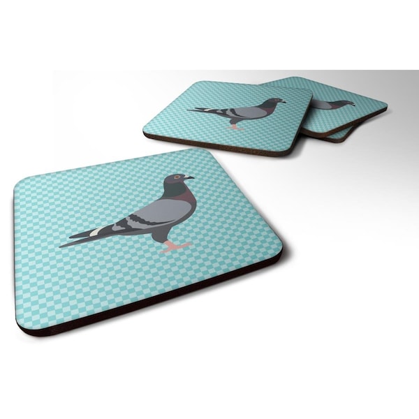 Carolines Treasures Racing Pigeon Blue Check Foam Coaster, Set of 4 - BB8125FC