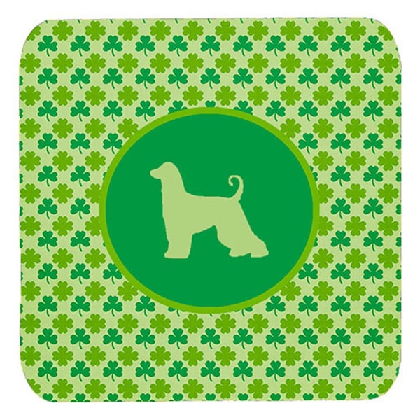 Carolines Treasures Afghan Hound Lucky Shamrock Foam Coasters- Set of 4 - SDK1002-C-FC