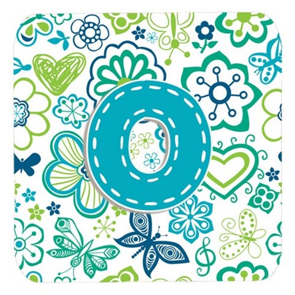 Carolines Treasures Letter O Flowers And Butterflies Teal Blue Foam Coasters- Set of 4 - CJ2006-OFC