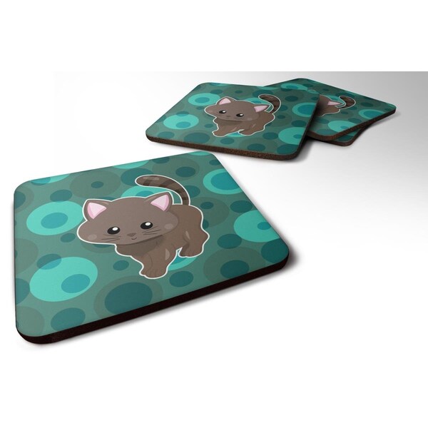 Carolines Treasures Polkadot Kitten Cat Foam Coasters - Set of 4 - BB6885FC