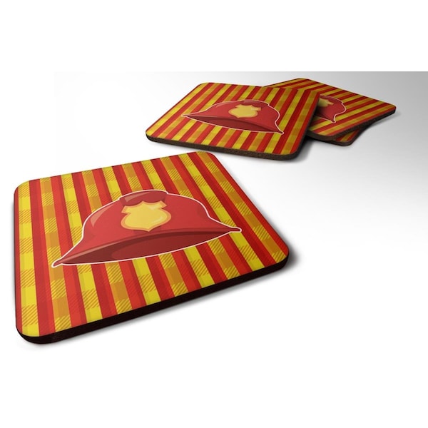 Carolines Treasures Firemans Hat Foam Coasters - Set of 4 - BB6997FC