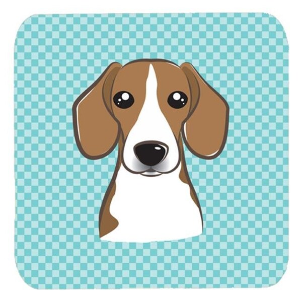 Carolines Treasures Carolines Treasures BB1177FC 3.5 x 3.5 In. Checkerboard Blue Beagle Foam Coasters; Set Of 4 - BB1177FC