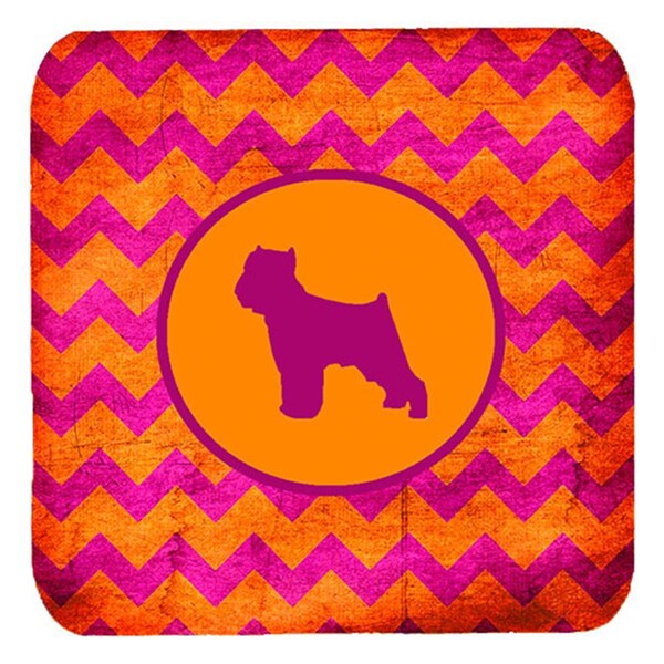 Carolines Treasures Brussels Griffon Chevron Pink And Orange Foam Coasters- Set of 4 - SDK1096-B-FC