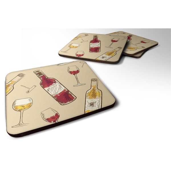 Carolines Treasures Red and White Wine Foam Coaster, Set of 4 - BB5196FC