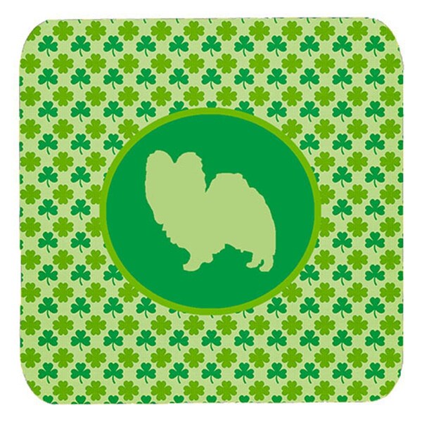 Carolines Treasures Papillon Lucky Shamrock Foam Coasters- Set of 4 - SDK1105-C-FC