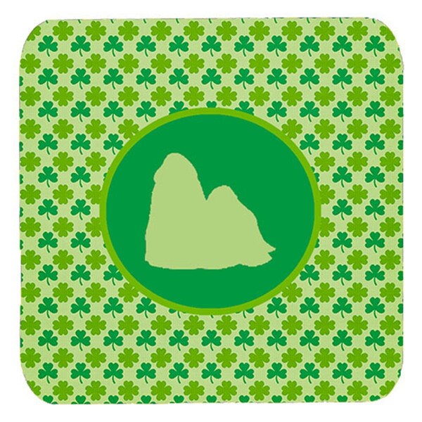 Carolines Treasures Shih Tzu Lucky Shamrock Foam Coasters- Set of 4 - SDK1150-C-FC