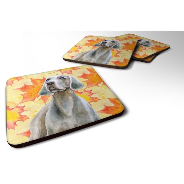 Carolines Treasures Weimaraner Fall Foam Coaster, 3.5 x 3.5 in. - Set of 4 - BB9935FC