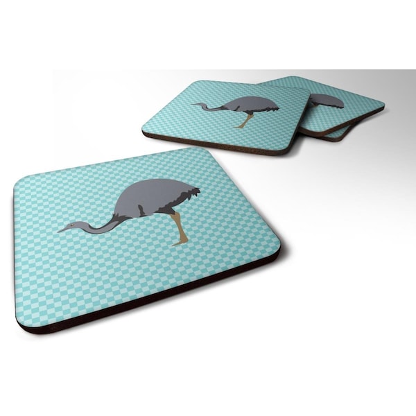 Carolines Treasures Rhea Blue Check Foam Coaster, Set of 4 - BB8097FC