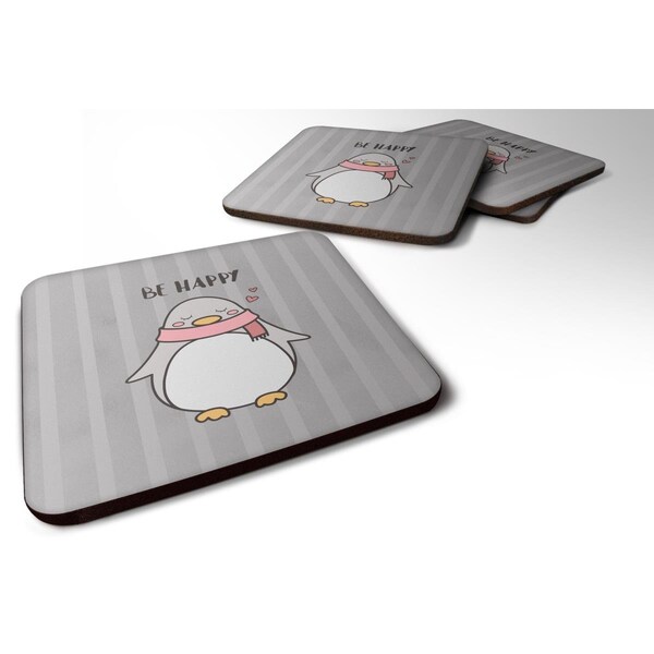 Carolines Treasures Nursery Be Happy Penquin Foam Coasters - Set of 4 - BB7478FC