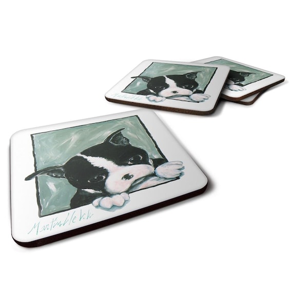 Carolines Treasures Boston Terrier Dont Leave Me Foam Coasters - Set of 4 - MW1313FC