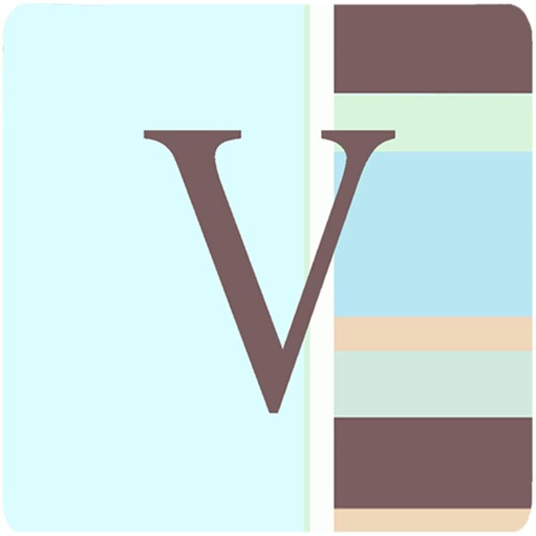 Carolines Treasures Monogram - Blue Stripes Foam Coasters Initial Letter V- Set of 4 - CJ1003-VFC