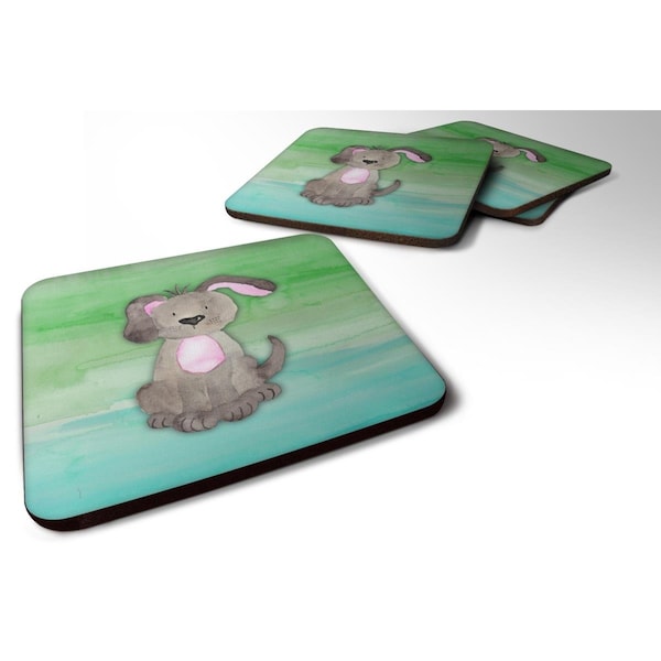 Carolines Treasures Dog Teal & Green Watercolor Foam Coasters - Set of 4 - BB7357FC