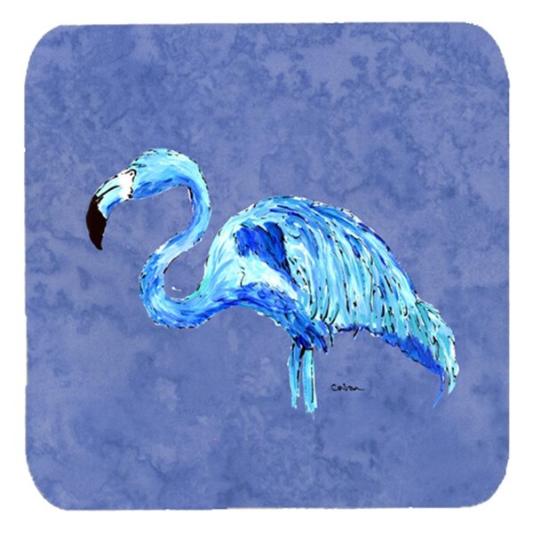 Carolines Treasures Flamingo On Slate Blue Foam Coasters- Set of 4 - 8873FC