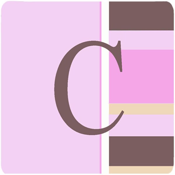 Carolines Treasures Monogram - Pink Stripes Foam Coasters Initial Letter C- Set of 4 - CJ1005-CFC