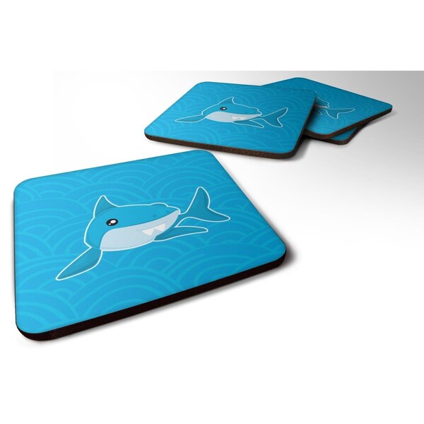 Carolines Treasures Shark With Waves Foam Coasters - Set of 4 - BB6943FC