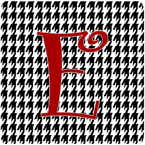 Carolines Treasures Set of 4 Monogram - Houndstooth Black Foam Coasters Initial Letter E - CJ1035-EFC