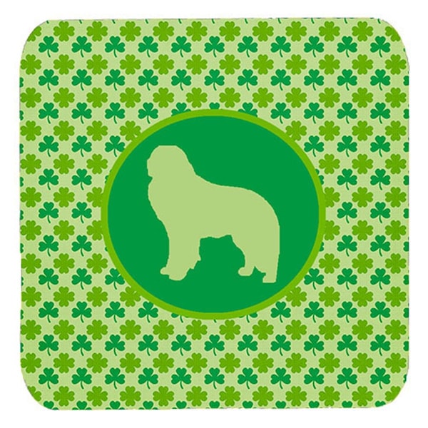 Carolines Treasures Kuvasz Lucky Shamrock Foam Coasters- Set of 4 - SDK1138-C-FC