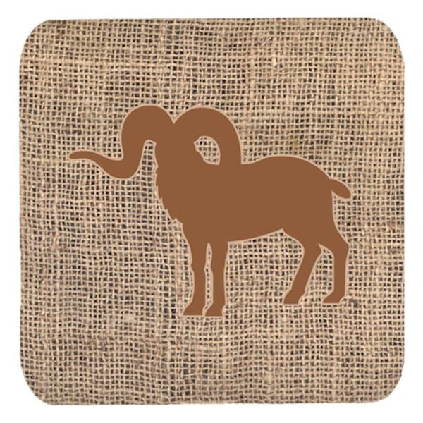 Carolines Treasures Sheep Burlap And Brown Foam Coasters- Set of 4 - BB1007-BL-BN-FC