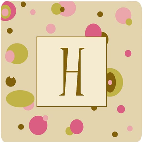 Carolines Treasures Monogram - Tan Dots Foam Coasters Initial Letter H- Set of 4 - CJ1004-HFC