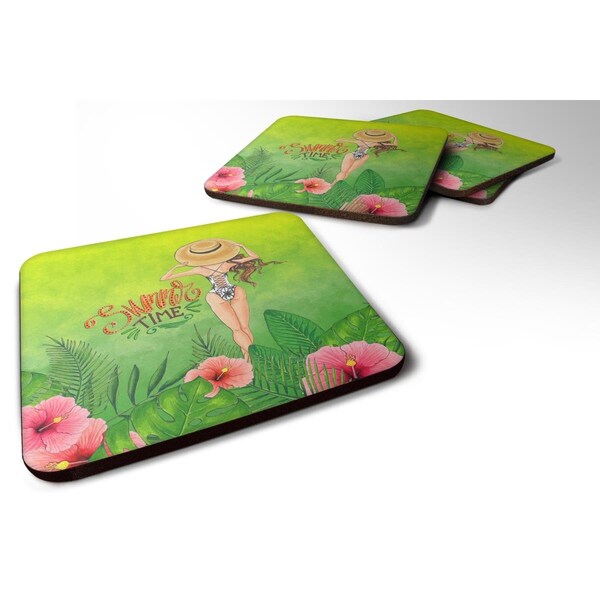 Carolines Treasures Summer Time Lady in Swimsuit Foam Coasters - Set of 4 - BB7455FC