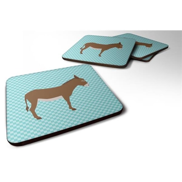 Carolines Treasures Carolines Treasures BB8023FC Cotentin Donkey Blue Check Foam Coaster; Set of 4 - BB8023FC